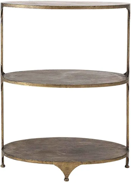 CREATIVE COLLECTION barbord - messing metall, med 2 hyller, oval