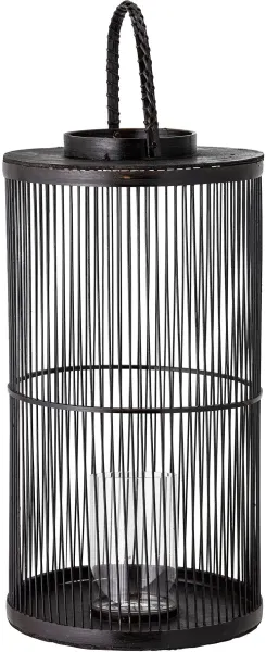 BLOOMINGVILLE Effie Lykt m/Glass, Svart, Bambus