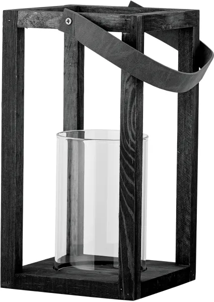 BLOOMINGVILLE Lyra Lykt m/Glass, Svart, Furu
