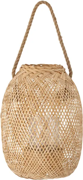 BLOOMINGVILLE Musu Lykt m/Glass, Natur, Bambus