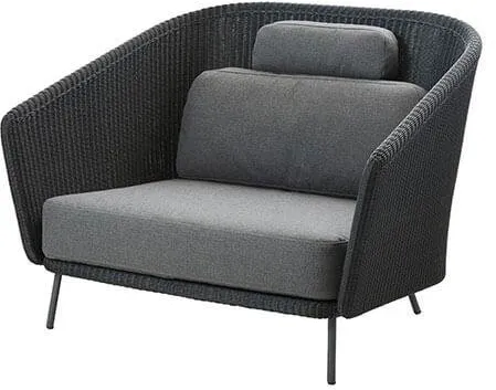 Cane-Line Mega loungestol - Grå ramme med putesett