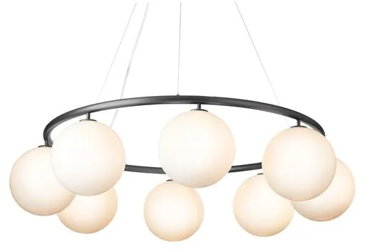 Nuura Miira 8 Circular Lysekrone Rock Grey/Opal Hvit