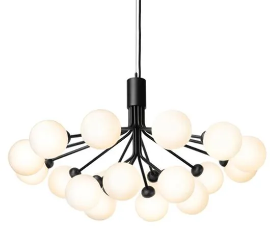 Nuura Apiales 18 Lysekrone Sort og Opal Glas