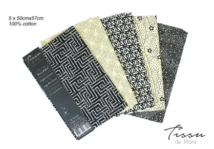 Tissu de Marie Fat Quarter Midnat 50x57cm - 5 stk