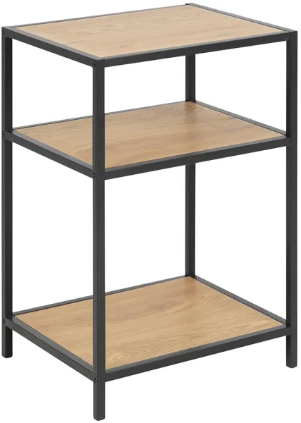 ACT NORDIC Seaford nattbord - natur/svart papir vill eik/metall, m. 2 hyller