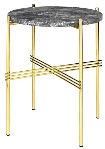 GUBI TS Sidebord Rund Ø40 Messing/Grå Emperador Marmor