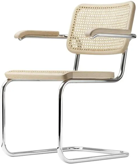 Thonet S 64 V Freischwinger spisestuestol med armlener Krom/Bøketre